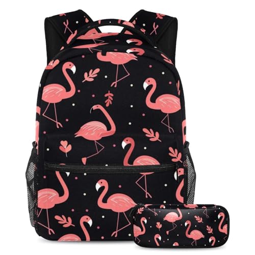 Ensemble cartable flamant rose sans couture avec trousse scolaire et sac à dos fille imperméable