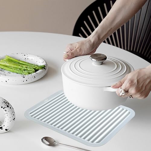 TOPULORS 3 PCS Silicone Trivets for Pots and Pans 9"x12" Heat Resistant Mat Hot Pads for Kitchen Quartz Countertops - Dish Drying Mat Non-Slip Potholders Pot Holders Trivets for Hot Dishes - Gray by TOPULORS - Image 3