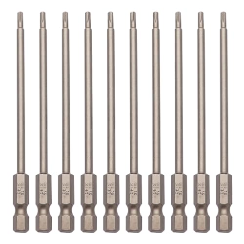 Sipery T10 security torx bits tamper proof 10Pcs, 100mm / 4inch 1/4inch hex shank magnetic screwdriver star bits for power screwdriver impact driver