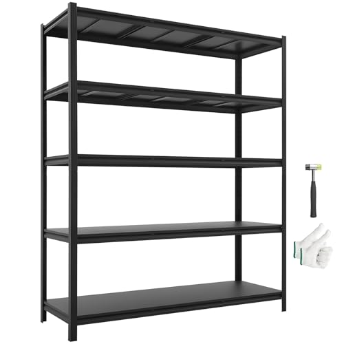 Image of VEVOR Garage Shelving, 5-Tier Adjustable Storage Shelves, 3000 lbs Heavy Duty Garage Shelves, Metal Utility Rack Shelf for Garage Workshop Warehouse Basement, 59.49 inch W x 20.55 inch D x 71.38 inch H