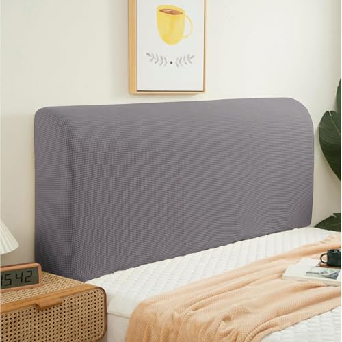 Image of Cotton Blend Moisture Wicking Bed Headboard Cover For King Size, Snug Fit Head Board Covers For Beds, Breathable And Washable Double Bed Back Cover, Universal Fit Headboard Slipcover (Grey)