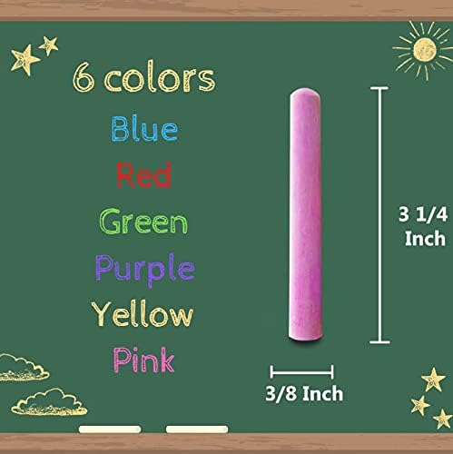 BAZIC Assorted Color Chalk, Standard Size Blackboard Chalkboard Chalks, Great Game Activity for Kids, Art Teacher Office School Home (24/Pack), 1-Pack
