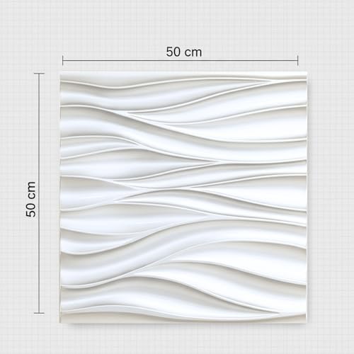 Image of Kayra Decor 3D PVC Wall Panels for Bedroom & Living Room | Wave Design | White Color | 19.7 x 19.7 Inch | Pack of 18 | 48.42 Sq Ft