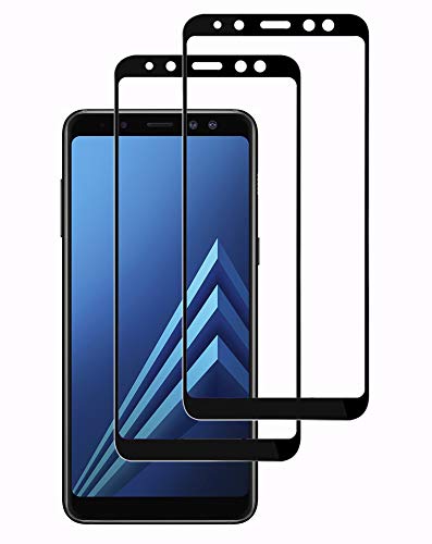 WEOFUN 3D Protector de Pantalla para Samsung galaxy A8 2018 [2 Piezas], Vidrio Templado Compatible con Samsung galaxy A8 2018 [9H Dureza, Anti-arañazos, Anti-Aceite, Anti-Burbujas]-Negro