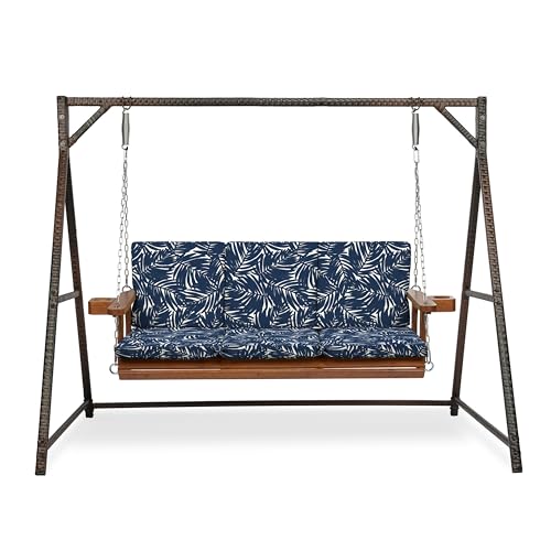 Image of Arden earthFIBER Indoor /Outdoor Swing Cushion Set, 56 x 20, Water Repellent, Fade Resistant, Cushion Set for Swing or Bench Navy Blue King Palm