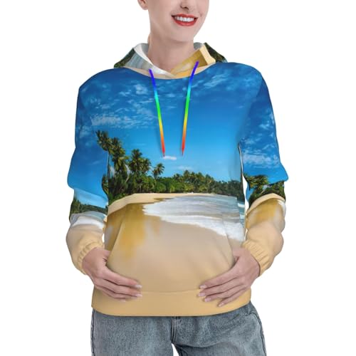Sweat à capuche vague de ciel clair pour femme avec poche kangourou