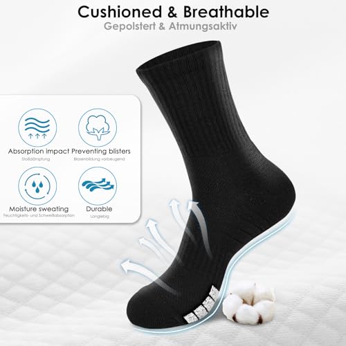 6-Pair Cushion Sports Socks Men Women Running Sock Breathable Anti