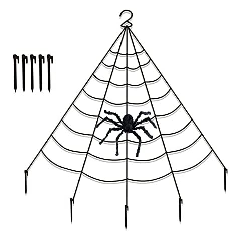 Halloween Decorations - 5M Giant Spider Decorations Fake Spider with Triangular Huge Halloween Spider Web for Halloween Huge Outdoor Yard Lawn Home Costumes Party Haunted House Scary Décor(BLACK) Cover