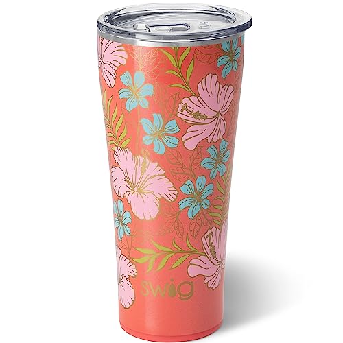 Swig Life XL - Vaso de café térmico con tapa para lavavajillas, de acero inoxidable para bebidas frías y calientes (Aloha)