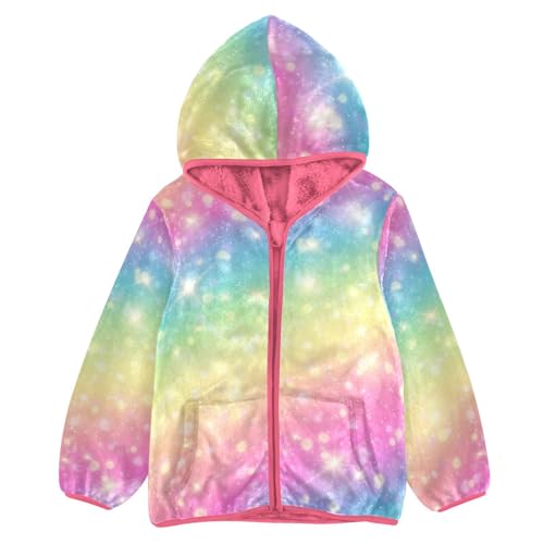 OTVEE Beautiful Rainbow Stars Kids Hoodie Jacket Fall Spring Full Zip Warm Outwear Coat