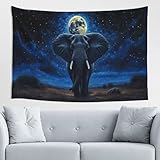 Woshuwo Tapiz de elefante bajo las estrellas, arte de pared para dormitorio, sala de estar, dormitorio, tapiz estético moderno para fiestas, telón de fondo de 152 x 101 cm