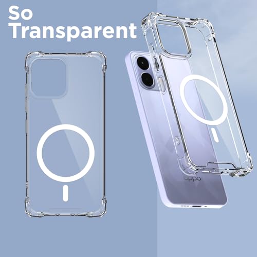 Image of Amazon Basics Back Cover for Oppo K13 5G Mag-Safe Shockproof PC + TPU Protective Case Magnetic Support Bumper Case (Transparent Mag-Safe)