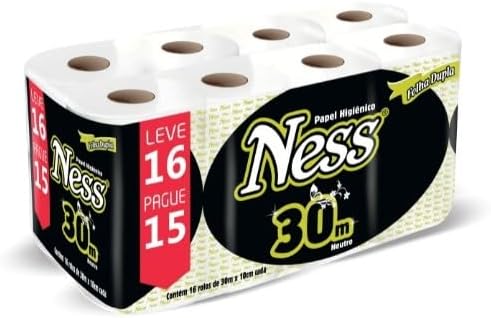 Papel Higiênico Doméstico NESS 10cm x 30m IPEL – Kit com 12 Rolos