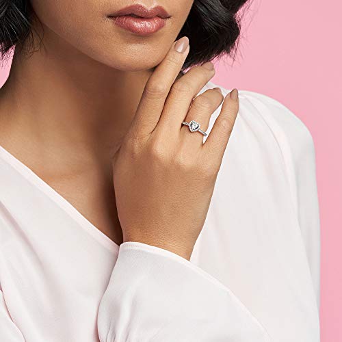 Pandora Elevated Heart Ring - Promise Ring for Women - Layering or Stackable Ring - Gift for Her - Sterling Silver with Clear Cubic Zirconia - Size 92