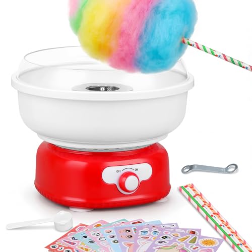 Cotton Candy Machine,Cotto Candy Maker for Kids with Cartoon DIY Stickers,6 Paper Cones & Sugar Scoop,Homemade Candy Machine for Birthday,Party...