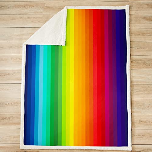Loussiesd Rainbow Blanket Marble Stripes Colourful Multicoloured Cuddly Blanket for Kids Children Boys Girls Flannel Fleece Blanket Soft Microfibre Blanket Double 60x79 Inch - Image 2