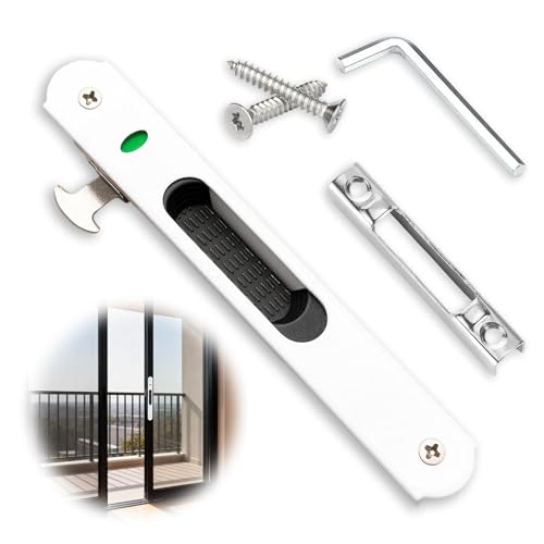 Serrure de Porte Coulissante, Porte Coulissante Fenêtre Crochet Serrure Longue 197 X large 28 mm Verrou de Verrouillage Simple Face Pour Portes Mobiles (Blanc)
