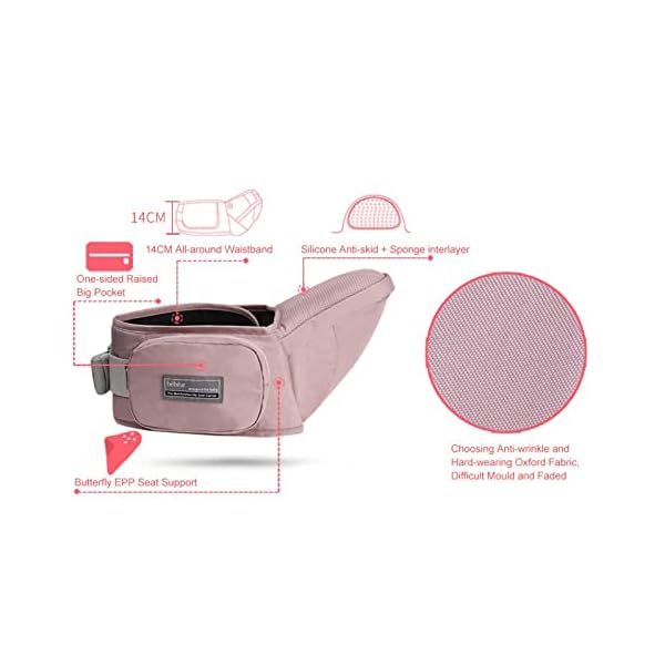 Bebamour Babytrage für 0–36 Monate, 3D-Air-Mesh-Babytrage-Rucksack, zugelassen nach Sicherheitsstandard, ergonomischer Baby-Hüftsitz, 6-in-1-Fronttrage (3D Air Dusty Pink) – Bild 9