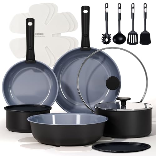 CAROTE 19PCS Ceramic Cookware Sets,...