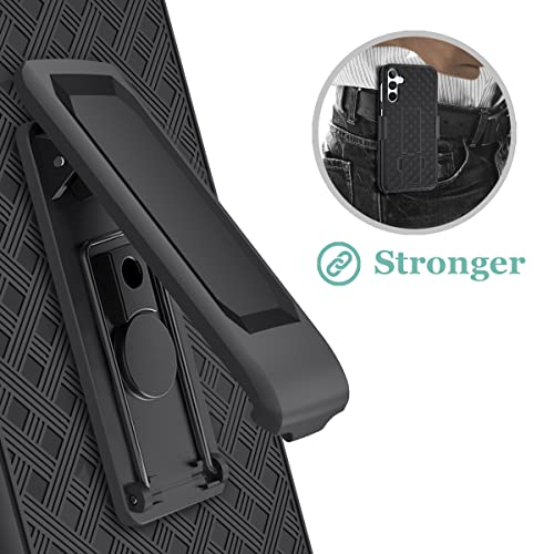 Fingic For Samsung Galaxy A14 5G Case, Galaxy A14 5G Holster Case Combo Shell Slim Rugged Case With Kickstand Swivel Belt Clip Holster Shockproof Cover For Men For Samsung Galaxy A14 5G, Black #TOP4