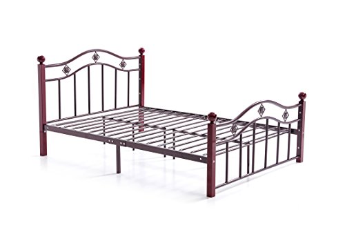 Hodedah Complete Bronze Metal Bed with Headboard, Footboard, Slats and Rails in Queen Size