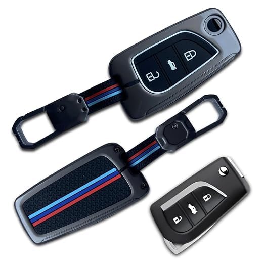Image of NEODRIFT 'KeyShield' Car Key Cover for Toyota Corolla Altis (Shape 1, 03 Buttons) & (Durable, Stylish and 360 Protection)