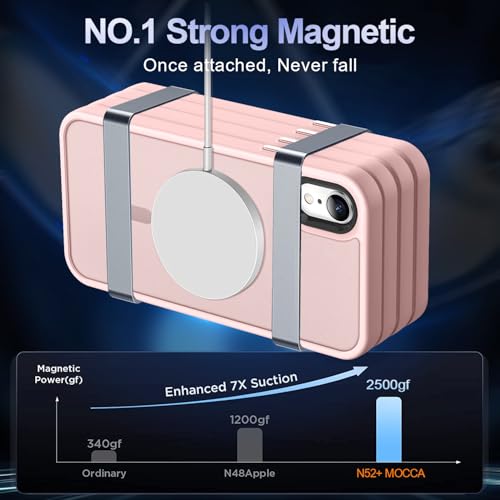 Image of MOCCA Magnetic Shockproof for iPhone XR Case,Pink | 10ft Drop Tested | Compatible with MagSafe | Anti-Slip Matte Finish | Raised Camera & Screen Lip | Ultra-Slim Design