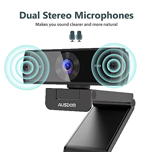 2K AutoFocus Webcam mit Dual-Stereo-Mikrofon und Sichtschutzabdeckung, AUSDOM AW651S HD USB A & C Webkamera mit 1080p 60fps, für Zoom Skype Teams, Laptop, MAC PC Desktop – Bild 7