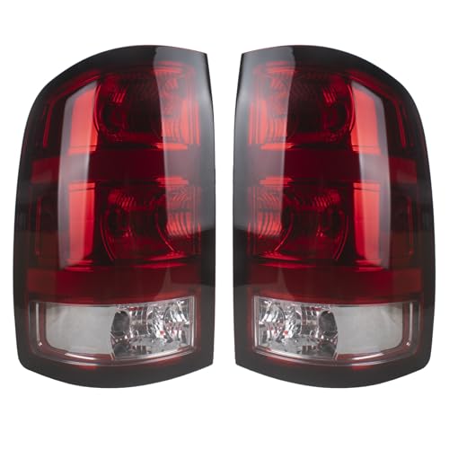 Boine Tail Light Compatible With 2007 2008 2009 2010 2011 2012 2013 GMC Sierra 1500 2500HD 3500HD Rear Light Brake Lamps Replaces 25958484 25958485 - Bulb Included (Black Edge)