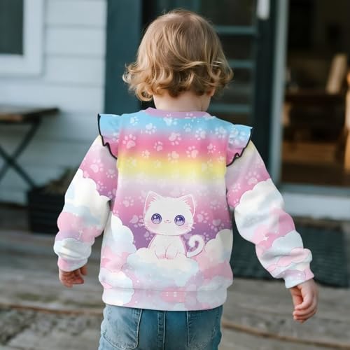 Ruffle Sleeve Pullover for Little Kids Baby Girls Soft Fall Crewneck Clothes School Travel & Play Outfits4
