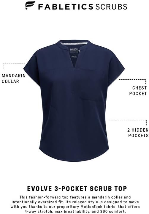 Fabletics Women's Evolve 3-Pocket Scrub Top with an Oversized Fit - MotionTech, 4-Way Stretch, Wrinkle-Resist, Anti-Shrink - Image 7