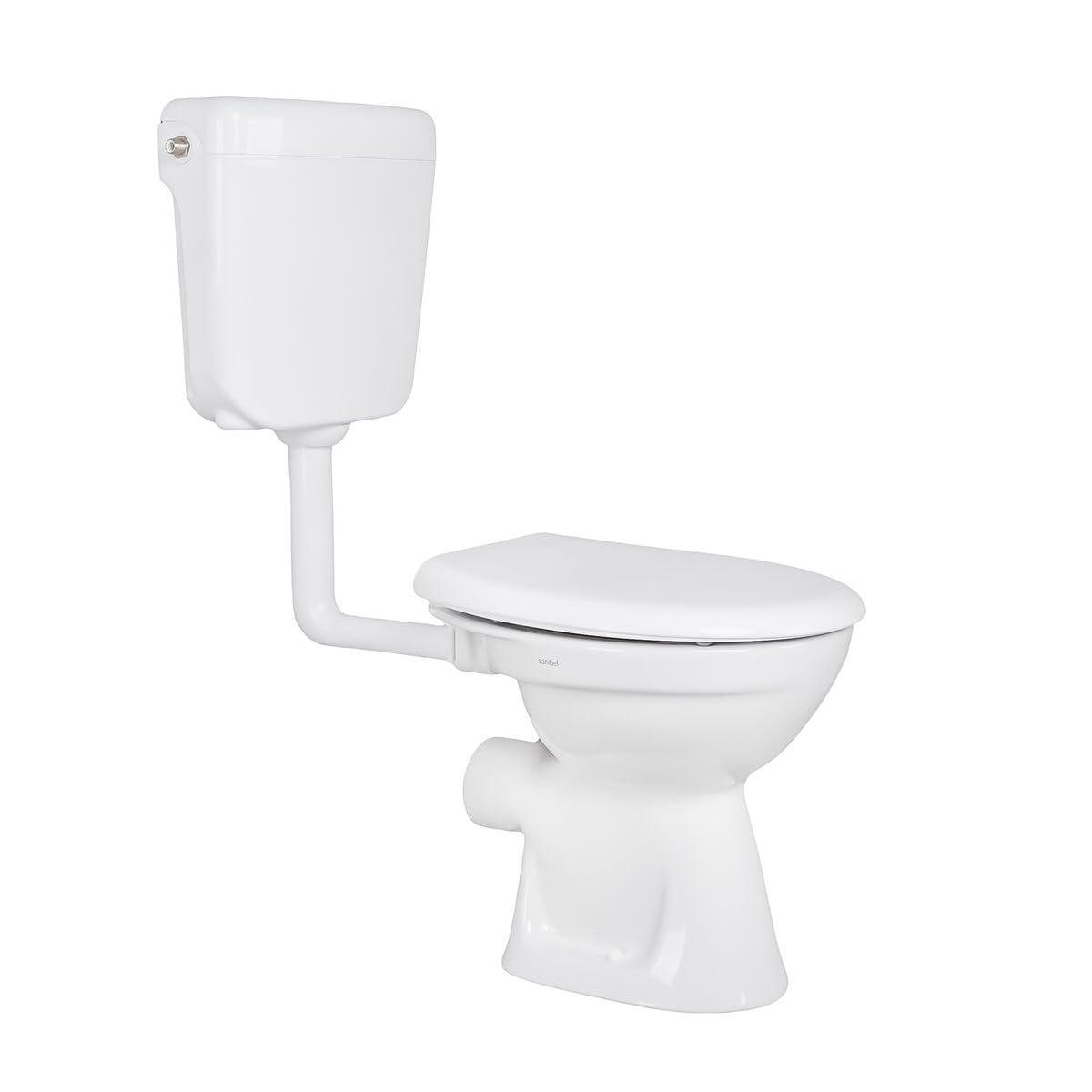 Belvit Stand WC mit Spülkasten komplett, weiß | Toilettenschüssel Tiefspüler, Abgang waagerecht, Softclose Deckel, Keramik
