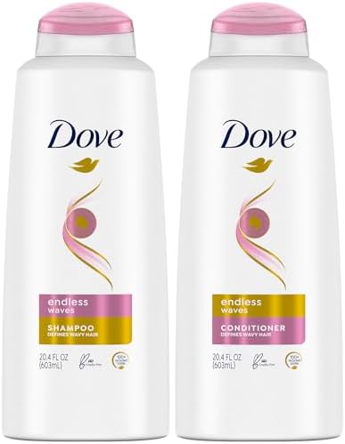 Dove Shampoo and Conditioner Set Sulfate Free – Endless Waves Curly Hair Shampoo and Conditioner, Wavy Hair Products, Anti-Frizz Hair Care, 20.4 Oz (2 Piece Set)
