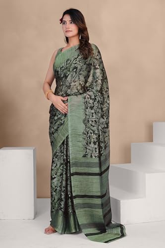 Image of MIRCHI FASHION Saree for Woman Chiffon Kalamkari Design | Professional Office Wear Lightweight Sari for All-Day Comfort with Blouse (Available in 15 Colors)