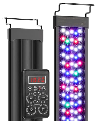 fishkeeper Smart LED Aquarium Light with One-Button Real-Time Sync, 24/7 Mode Full Spectrum Fish Tank Lights, 9 Colors DIY, 9 Timer, 10 Brightness IP68 Waterproof Aquarium Plant Light for 12-18 inch