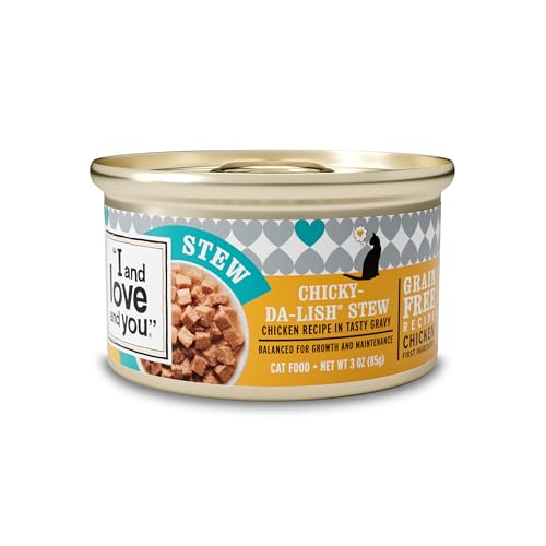 Image of I and love and you Wet Cat Food - Chicky-Da-Lish Stew - Chicken Recipe, Grain Free, Filler Free, 3oz Pack of 24 Cans