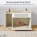 PeacefulHues 31.5 Inch Modern Litter Box Enclosure Cabinet, Concealed Litter Box with Vent Door/Left Side Storage Drawer & Shelf/Small Storage Cabinet/Raised Legs/Top Protectors,for All Kinds of Cats