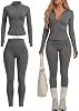 Conjunto Deportivo para Mujer de 2 Piezas Sin Costuras con Chaqueta con Cremallera de Manga Larga y Leggings de Cintura Alta para Gimnasio 2