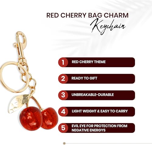 Image of Storite Elegant Cherry Bag Charm Cute Acrylic Handbag Pendant & Purse Keychain Accessory for Women & Girls