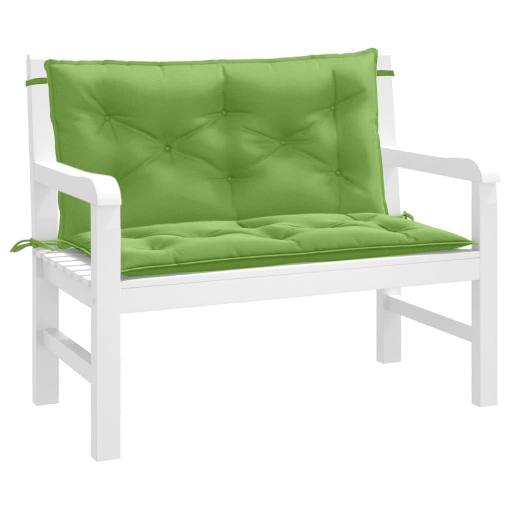 Coussins de banc de jardin 100x50 vert chiné, lot de 2 grands coussins d'assise confort