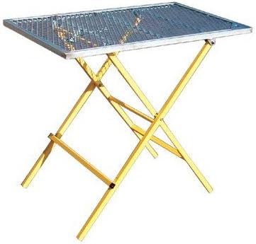 Sumner 432-783980 Portable Work Table with expanded metal top and yellow folding legs