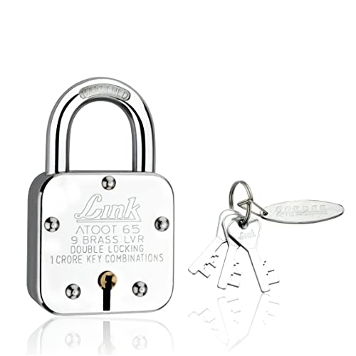Image of Link Atoot 65mm Padlocks 5Pcs Set | 1 Crore Key Combinations | Steel Body | Hardened Shackle | 9 Brass Lever | Made in India | 3 Keys for Each Padlock