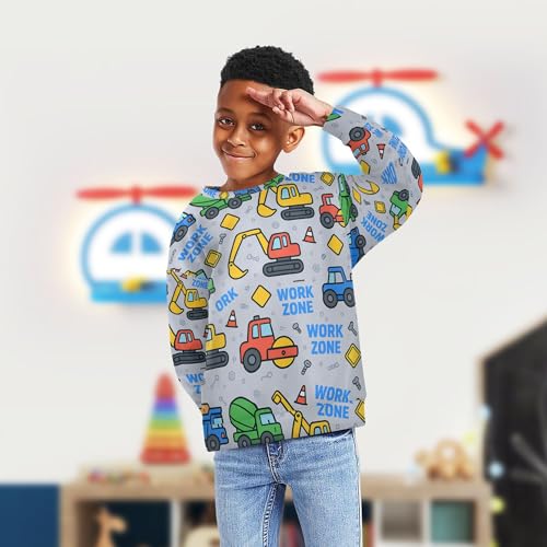 JUNZAN Construction Vehicles Gray Little Boys Hoodie Sweatshirt Fleece Tops Clothing Shirts Sports 4T4