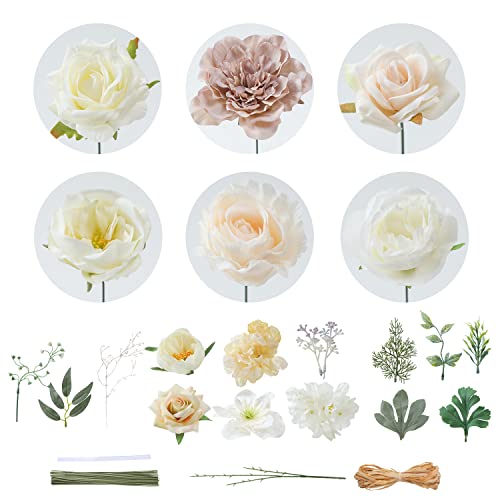 Senseya Artificial Flowers Combo Box For Decoration,Silk Mix Fake Flowers With Stems Diy Wedding Bouquets,Artificial Flowers Bulk Box Set Home Cake Decor (White 2) #TOP5