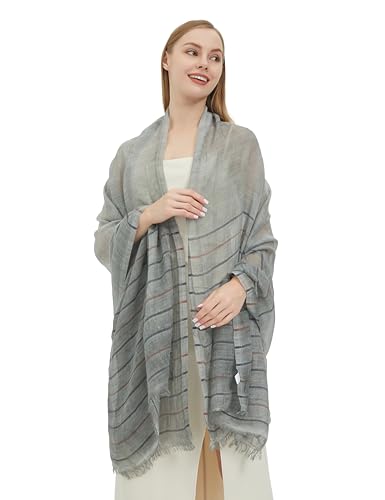 PANTONIGHT Fashion Scarf Wool Stripy Scarf Large Size Vintage Party Shawl for Women Lightweight Scarf3