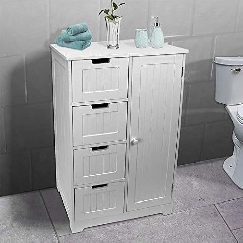 AVC Designs Bathroom Cabinet Bedroom Dresser Nursery Storage Cupboard 4-Drawer Plus Door Cover