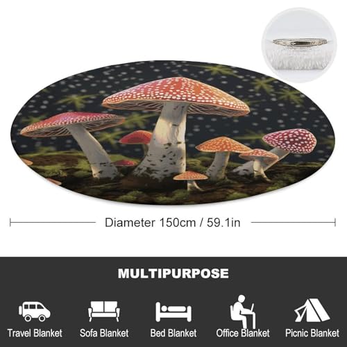Couverture champignon ronde de 152 cm pour yoga et méditation