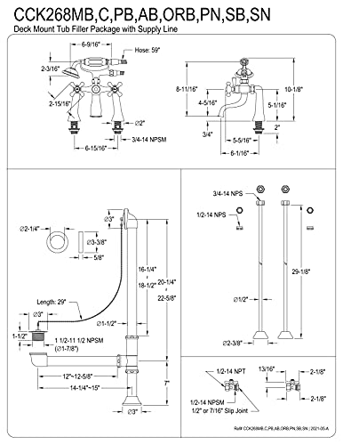 Kingston CCK268C Clawfoot Tub Faucet Package, Polished Chrome miniatura 2