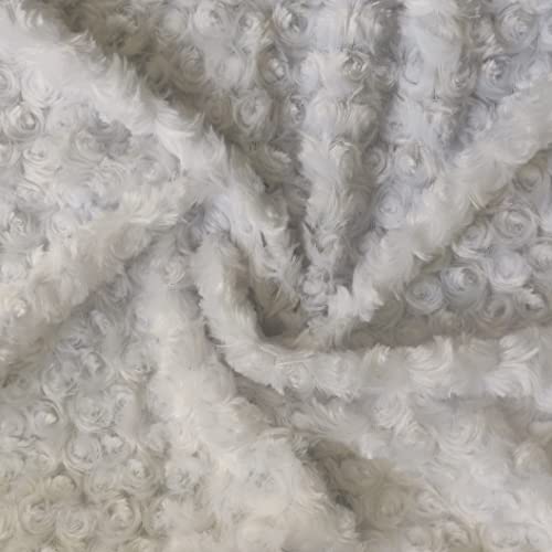 Tissu fausse fourrure blanche haut de gamme effet tourbillon pour création couture luxe de 5 mètres
