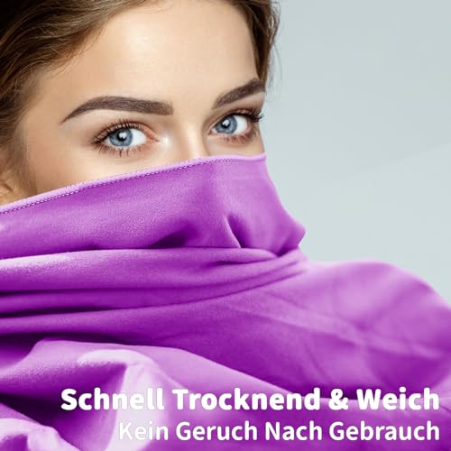 Pameil Mikrofaser Handtuch 3er Set (160x80cm Groß Badetuch +2 Stück 80x40cm Klein Handtuch)… – Ansicht 3